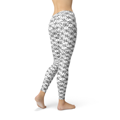 Womens Black and White Dice Leggings - Stylemz