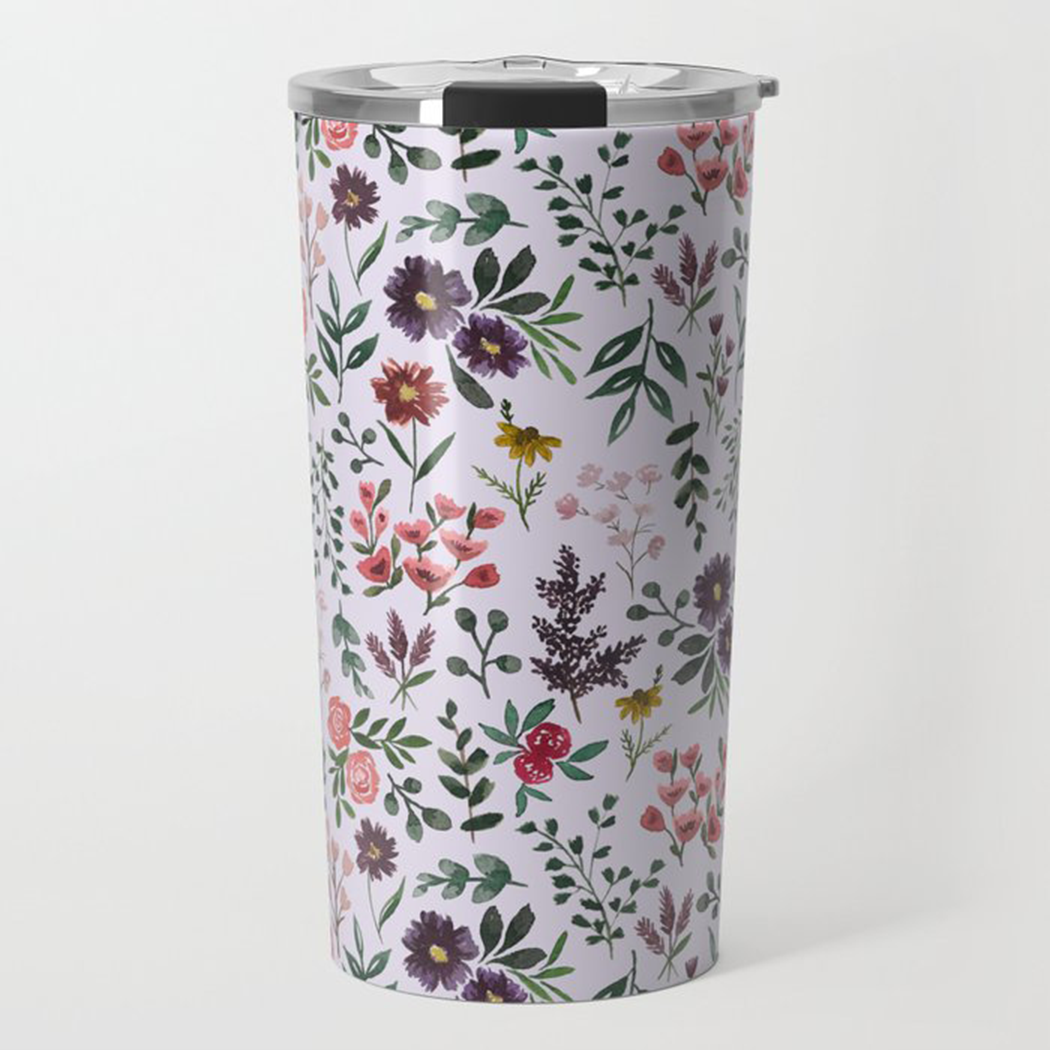 Bright Watercolor Flower - Purple - Travel Mug - Stylemz