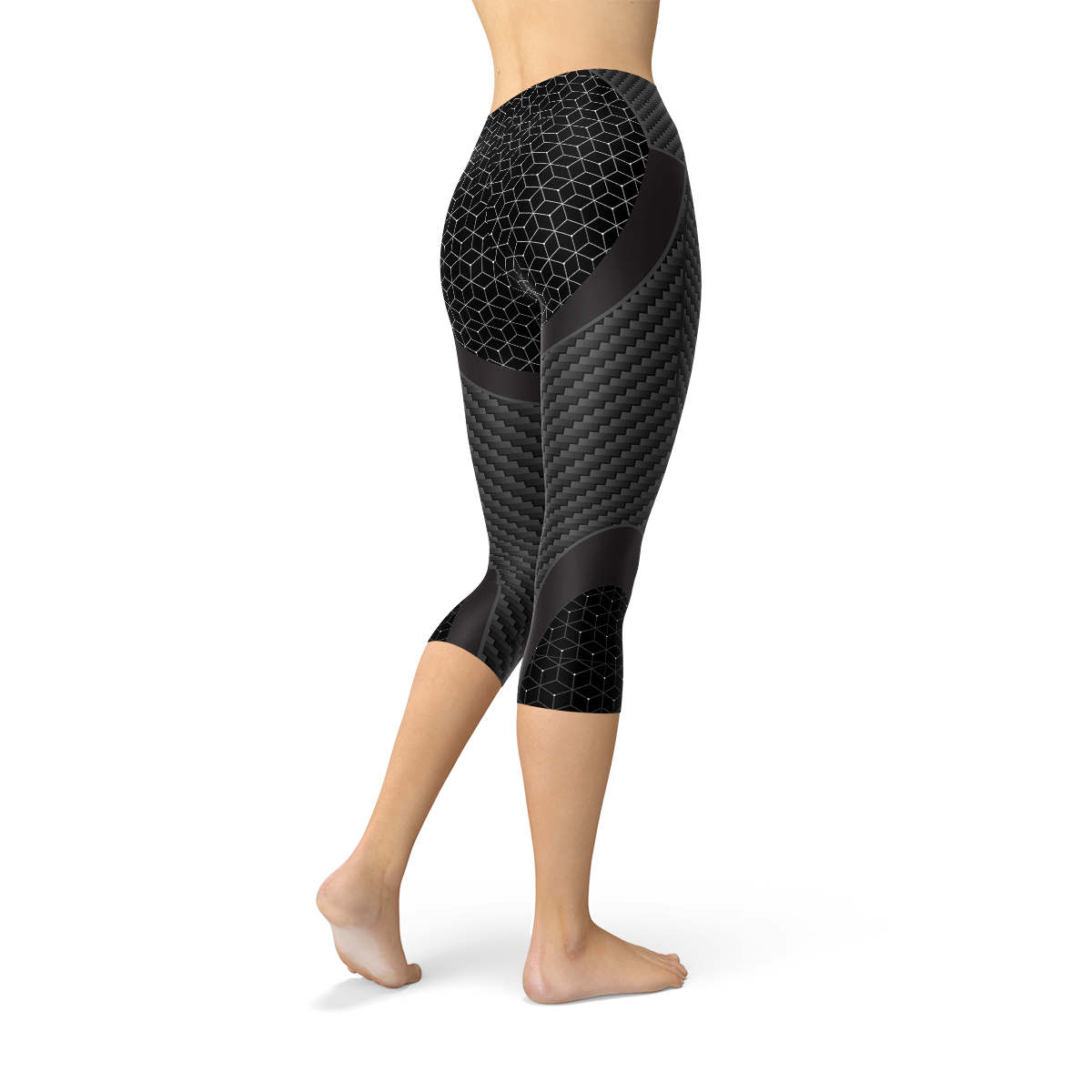 Womens Carbon Fiber Sports Capri Leggings - Stylemz