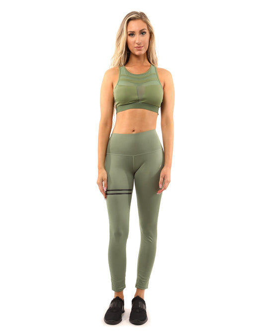 Huntington Set - Leggings & Sports Bra - Olive Green Activewear