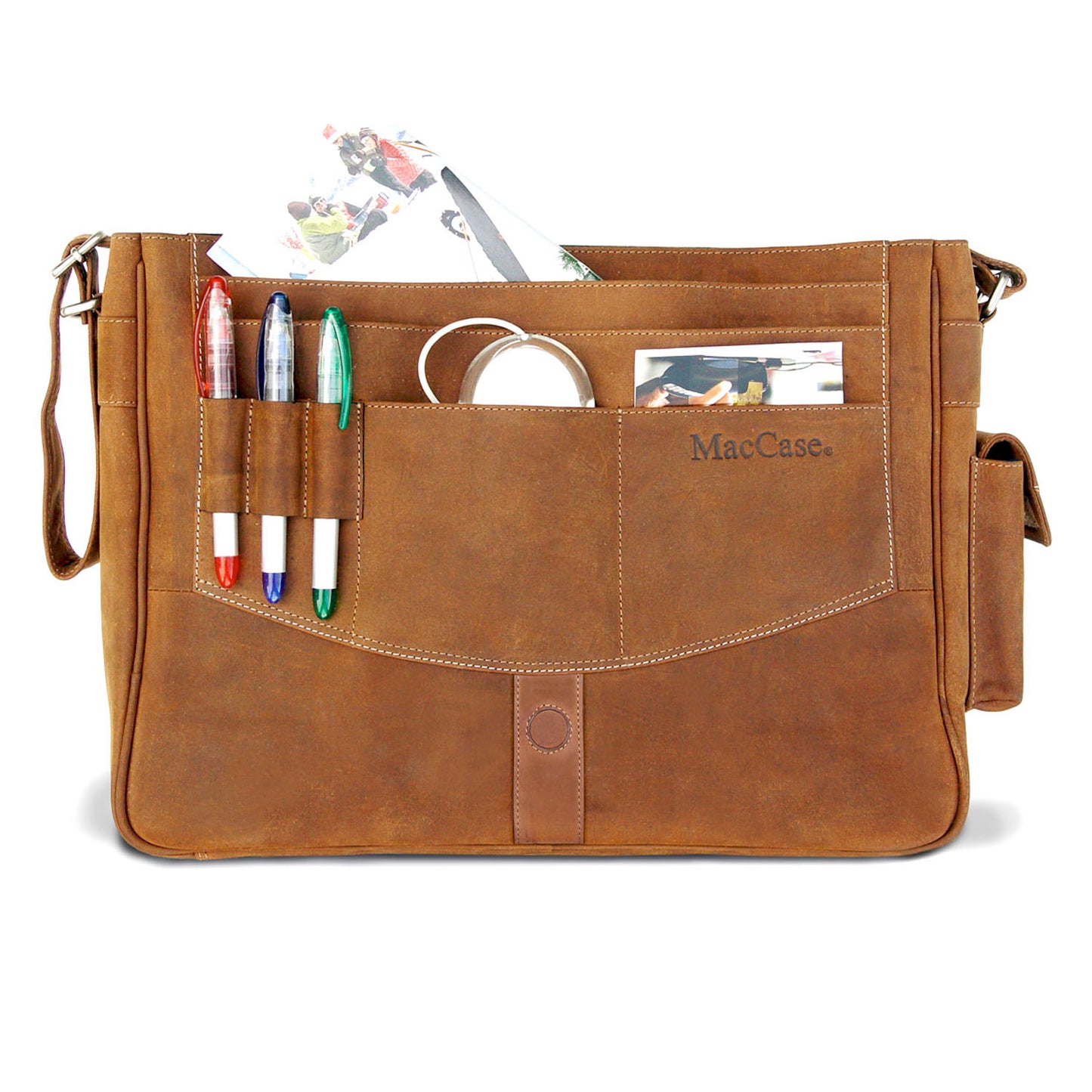 MacCase Premium Leather Messenger Bag for Work and Play