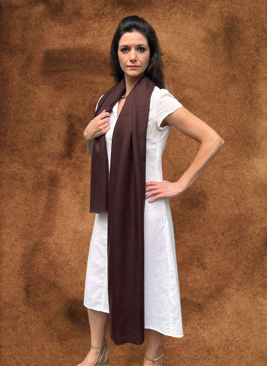 Brown Cashmere Thin Weave Solid Scarf - Stylemz