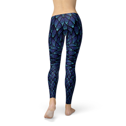 Womens Blue Mermaid Scale Leggings for Stylish Comfort