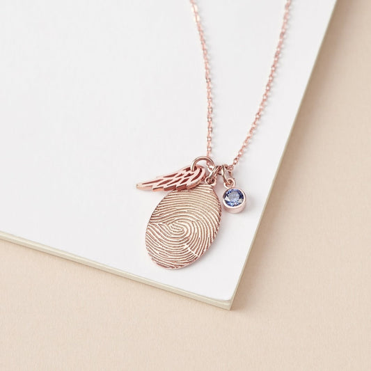 Fingerprint Necklace, Fingerprint Jewelry With Birthstone - Stylemz