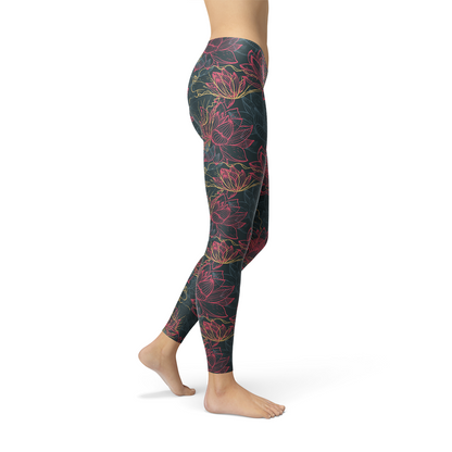 Womens Floral Lotus Leggings for Active Lifestyle Comfort