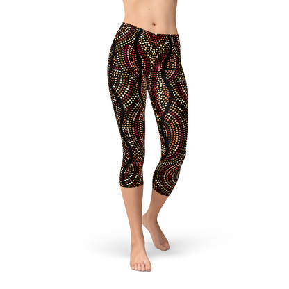 Womens Polka Dots Aboriginal Artwork Capri V2 Leggings