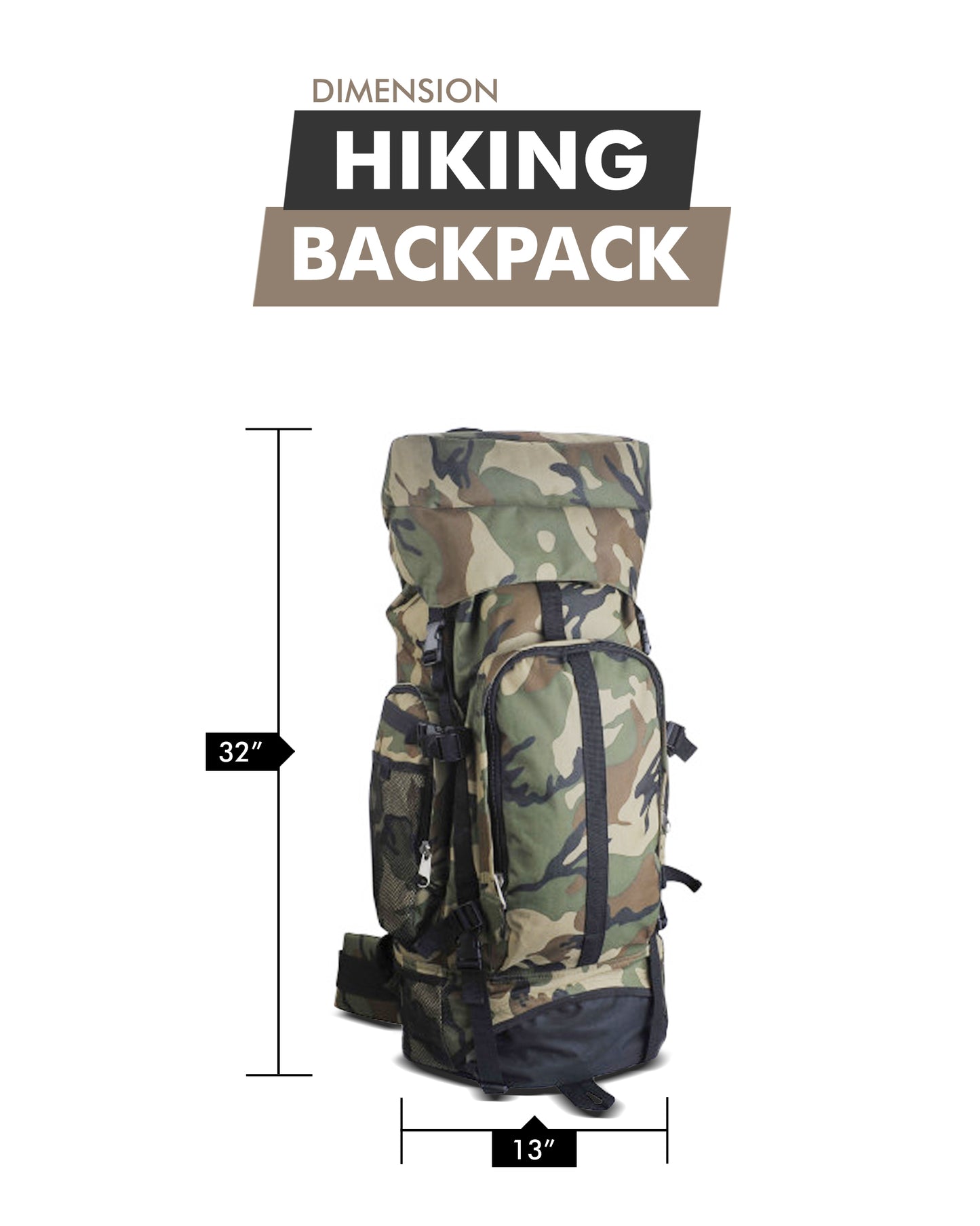 Camouflage 30 Inch Water-Resistant Mountaineer's Backpack