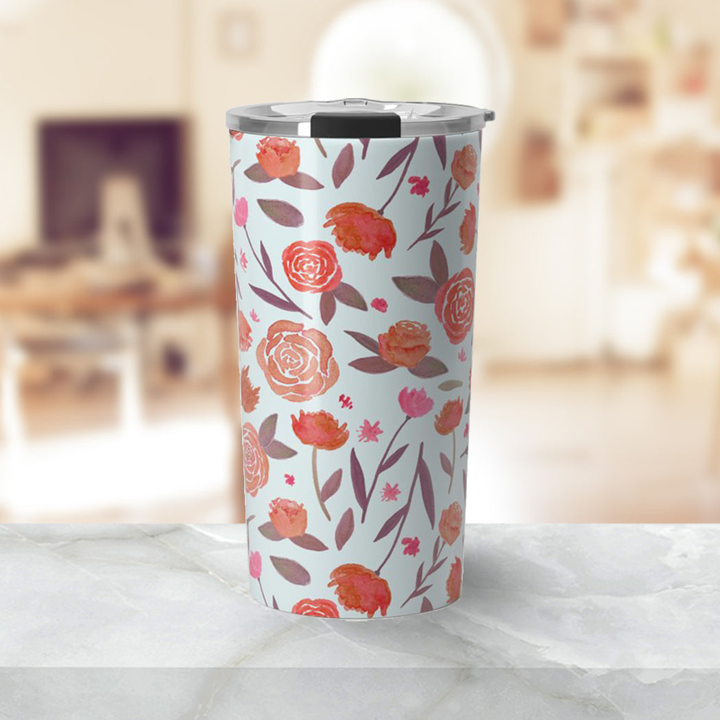 Red Floral Travel Coffee Mug - Stylemz