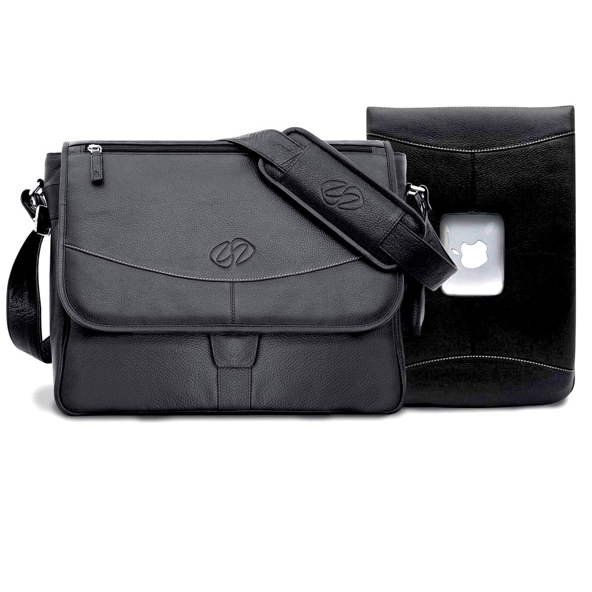 MacCase Premium Leather 15" MacBook Air Messenger Bag Set