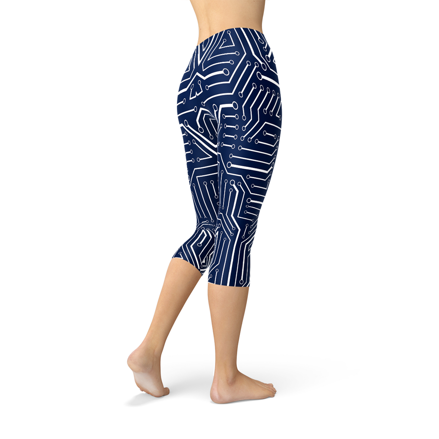 Womens Navy Blue Circuit Capri Leggings - Stylemz