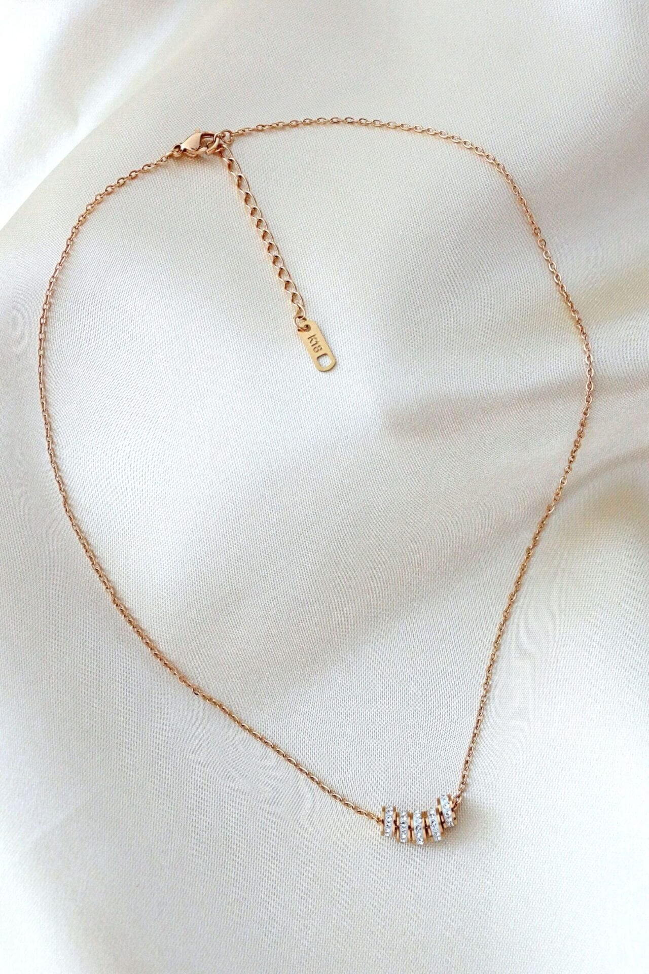 Dainty 18 Karats Rose Gold Filled Necklace with CZ Charm