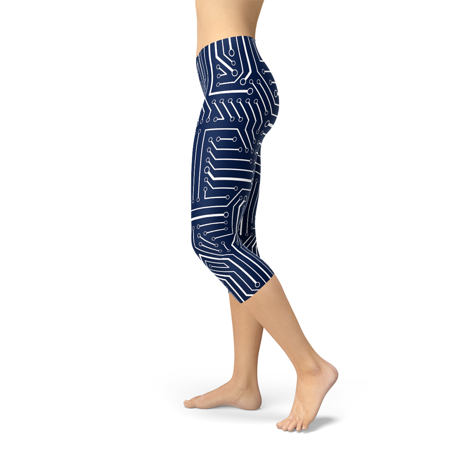 Womens Navy Blue Circuit Capri Leggings - Stylemz