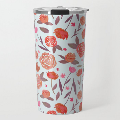 Red Floral Travel Coffee Mug - Stylemz