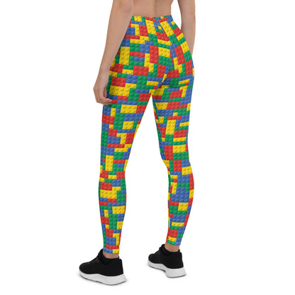 Womens Colorful Building Blocks Leggings - Stylemz