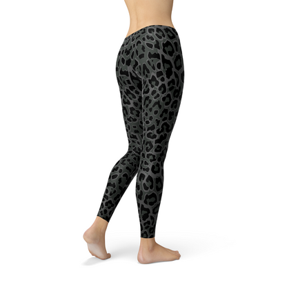 Womens Black Leopard Spots Leggings - Stylemz