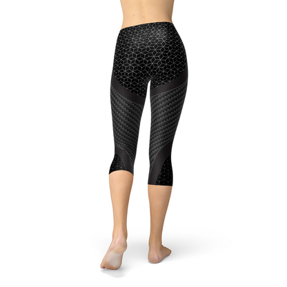 Womens Carbon Fiber Sports Capri Leggings - Stylemz