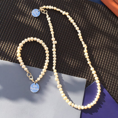 Skinny Pearl Necklace and Bracelet Set for Elegant Style