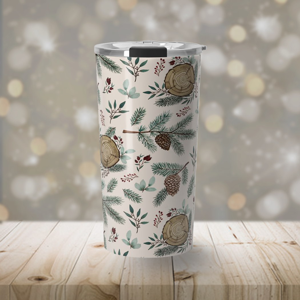 Winter Branches, Berries & Pine Cones Travel Mug - Stylemz