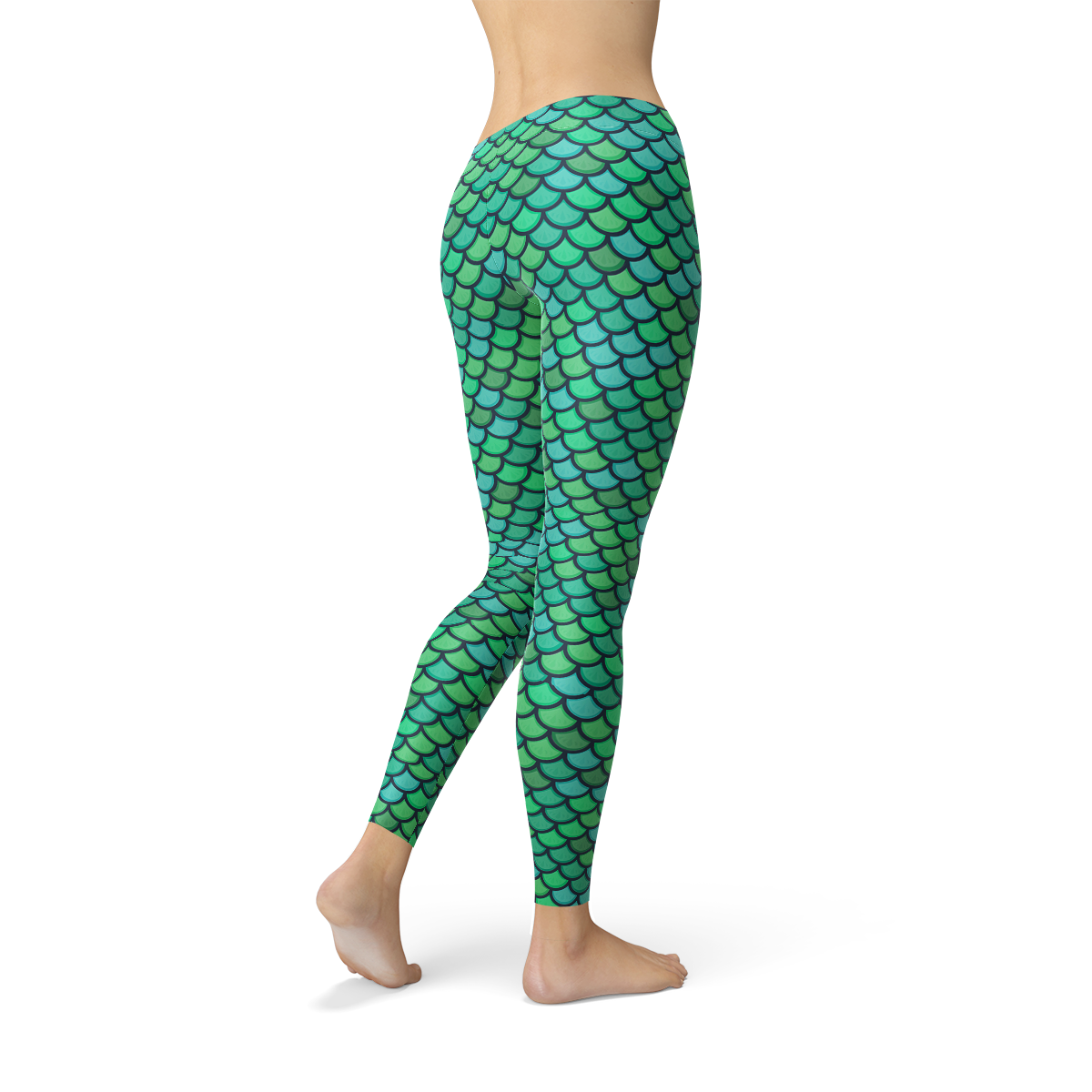 Womens Green Mermaid Leggings - Stylemz