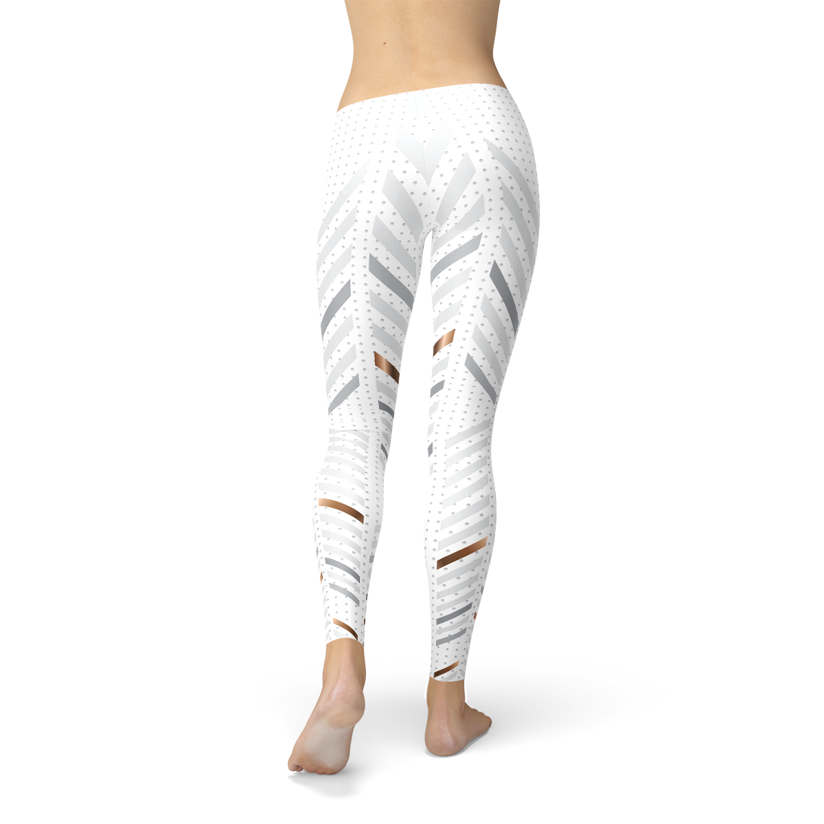 Womens White Stripes Leggings - Stylemz