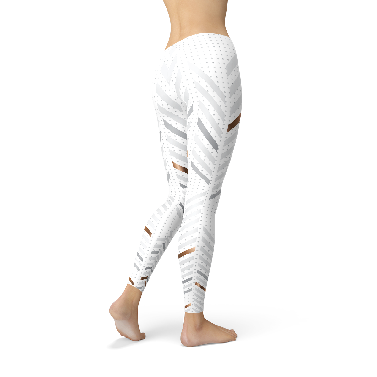 Womens White Stripes Leggings - Stylemz