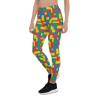 Womens Colorful Building Blocks Leggings - Stylemz