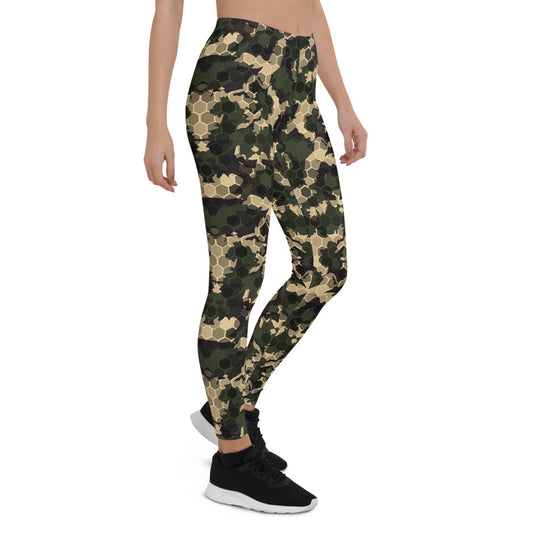 Womens Army Camo Leggings with Honeycombs - Stylemz