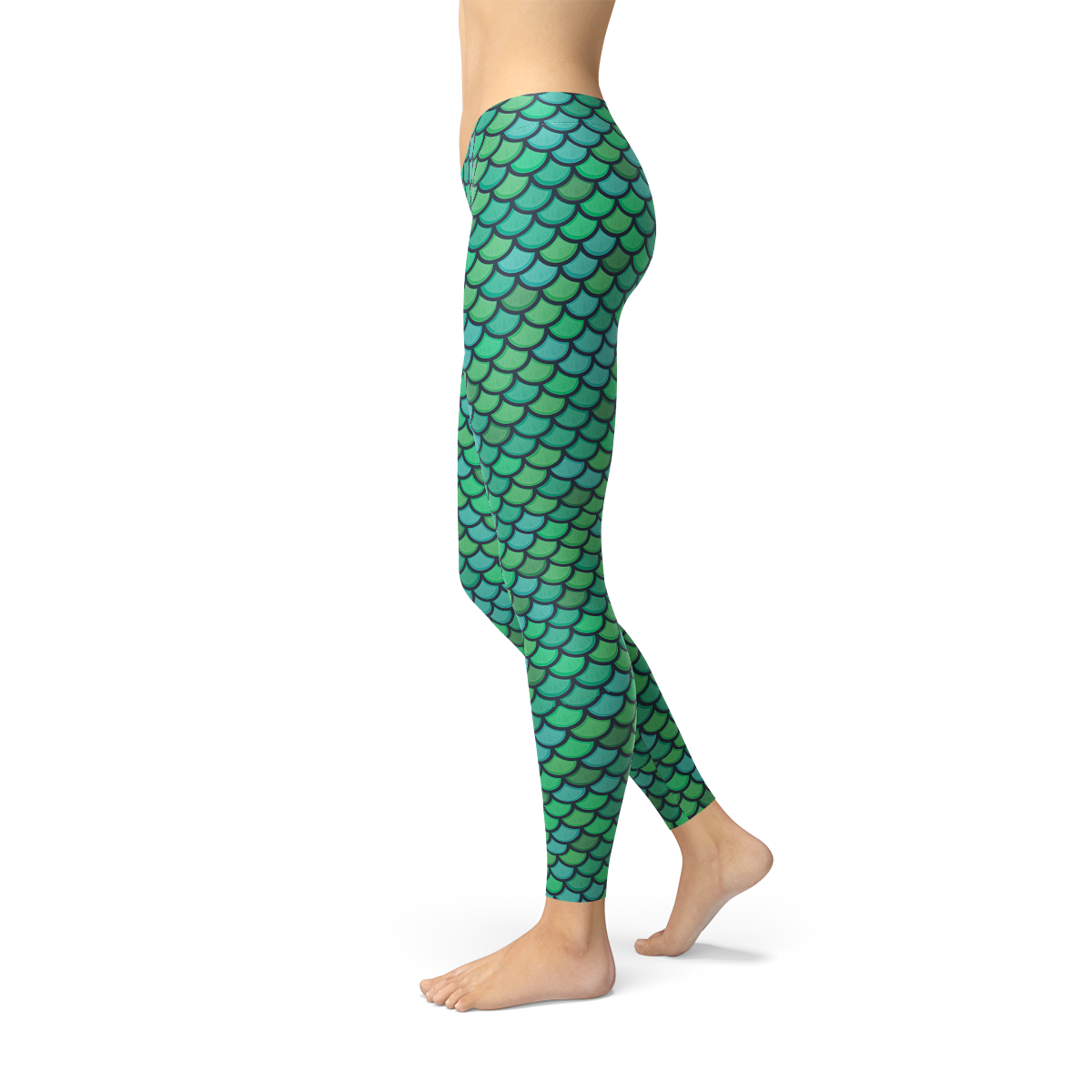 Womens Green Mermaid Leggings - Stylemz