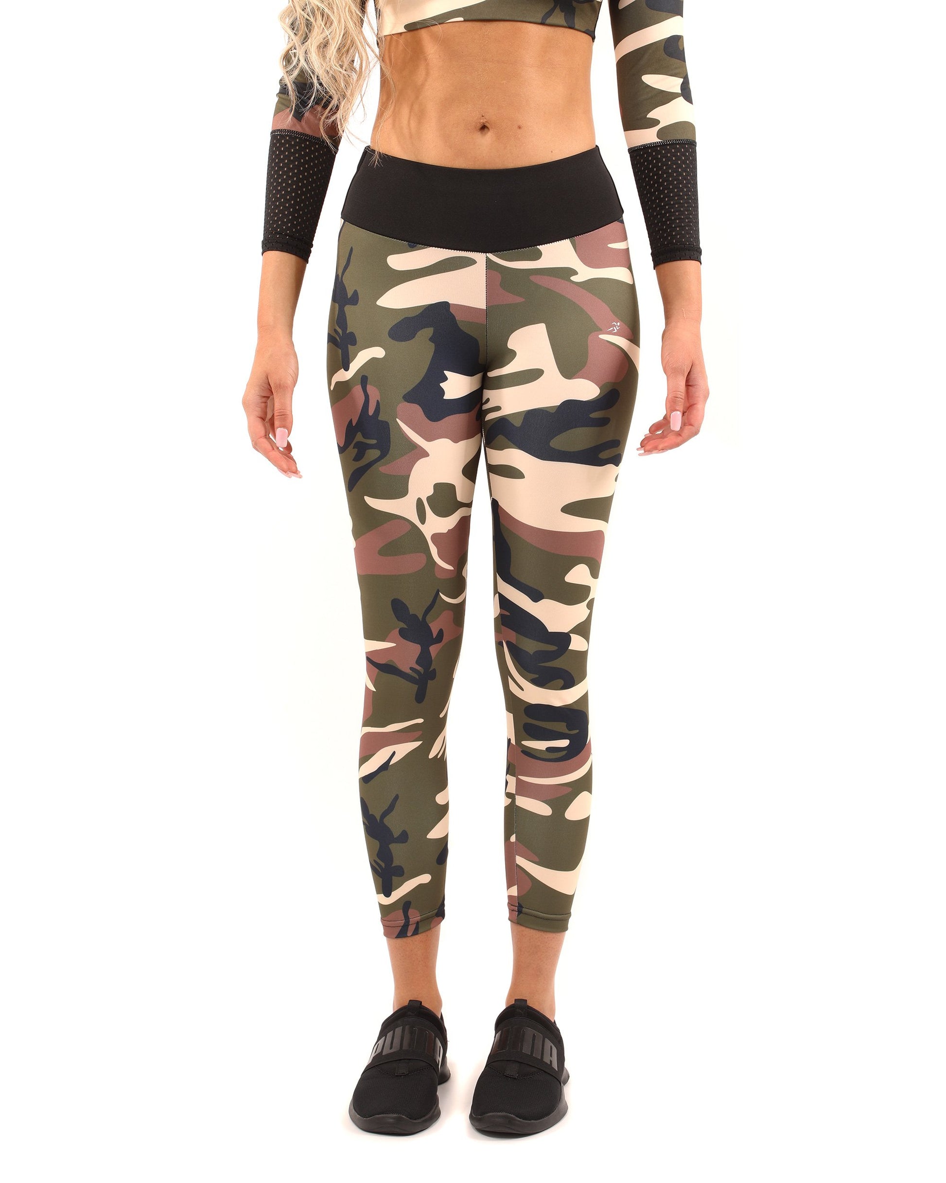 Virginia Camouflage Leggings - Brown/Green - Stylemz