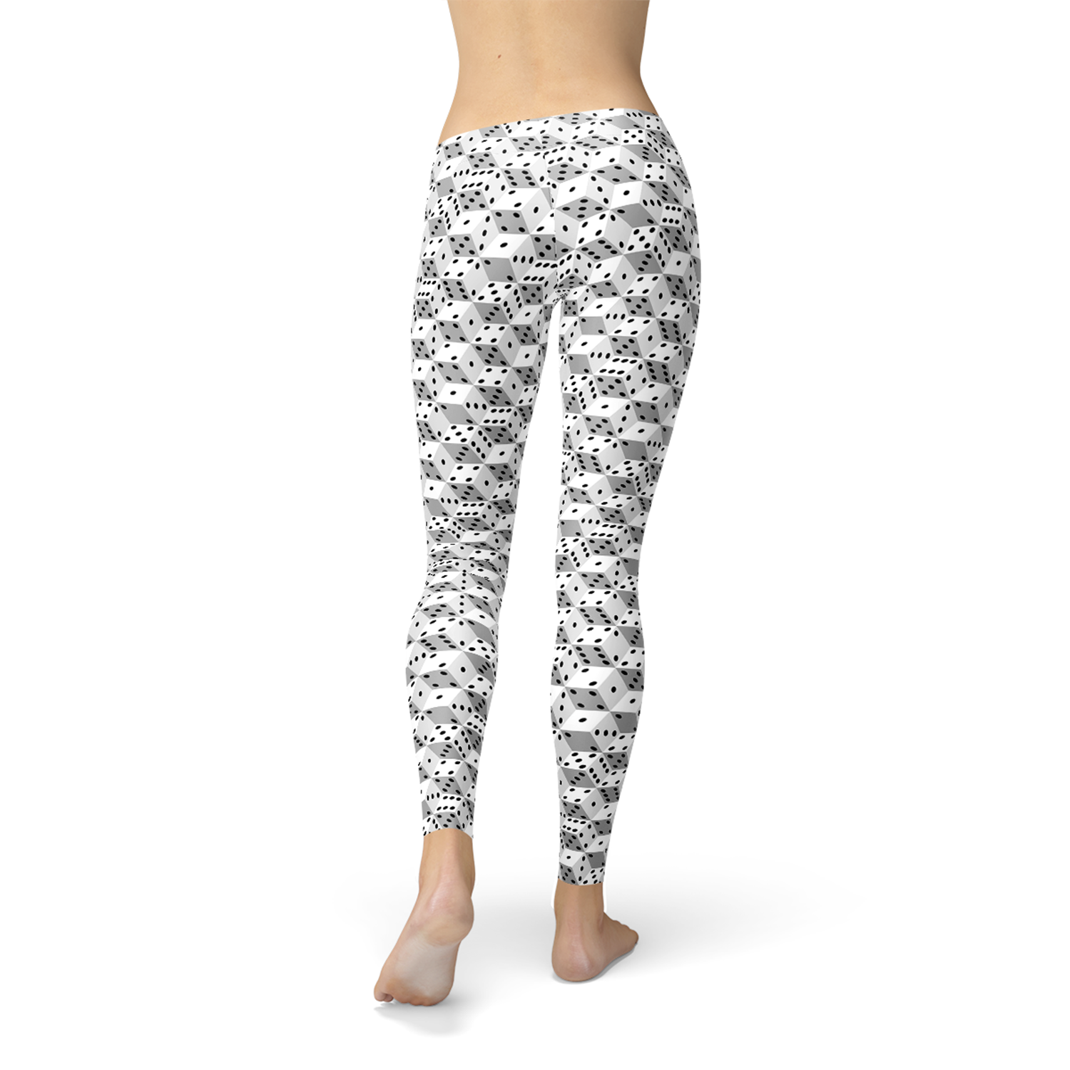 Womens Black and White Dice Leggings - Stylemz