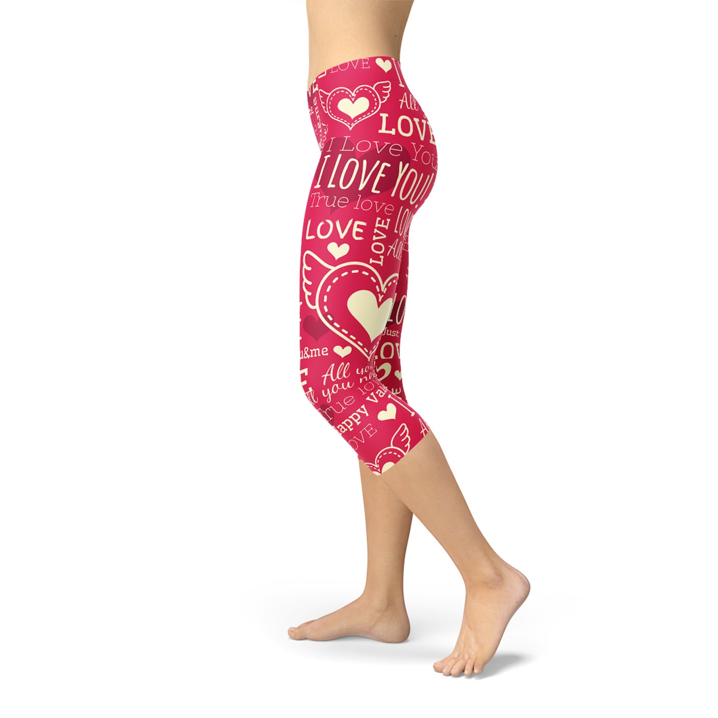 Love Hearts Red Capri Leggings - Stylemz