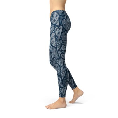 Blue Hearts on Heart Leggings for Women Stylish Comfort