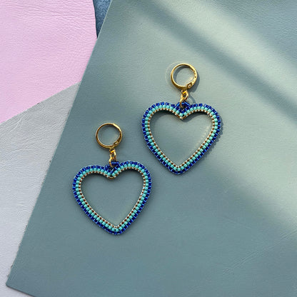 Candy Heart Hoop Earrings with Gold Plated Hearts