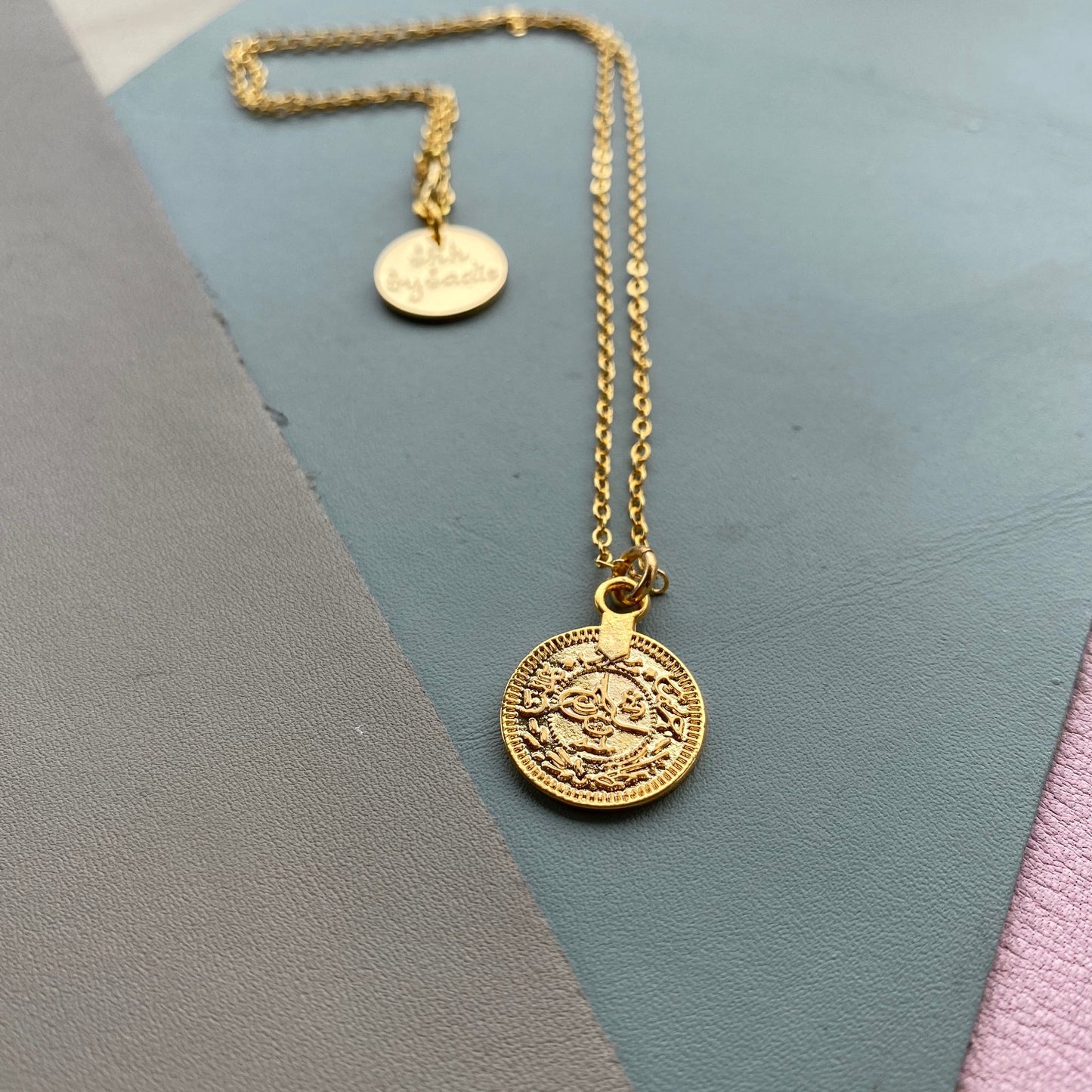 Elegant Gold Coin Necklace with 24 Carat Gold Plating