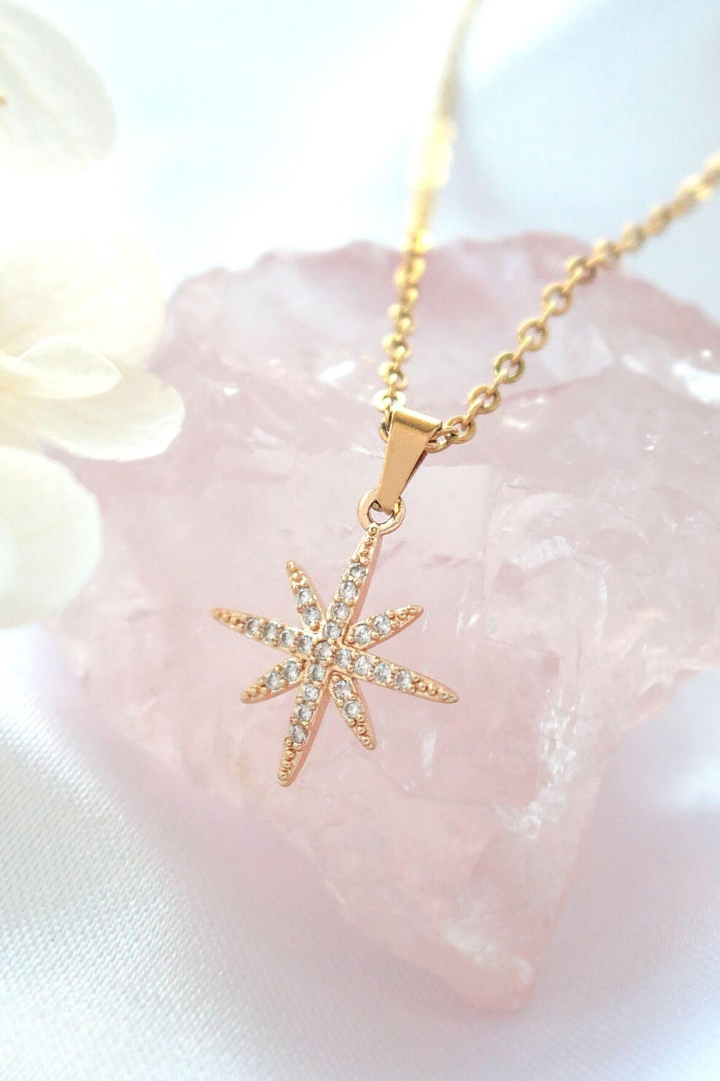 24 Karat Polaris Star Necklace for Dainty Layering Style