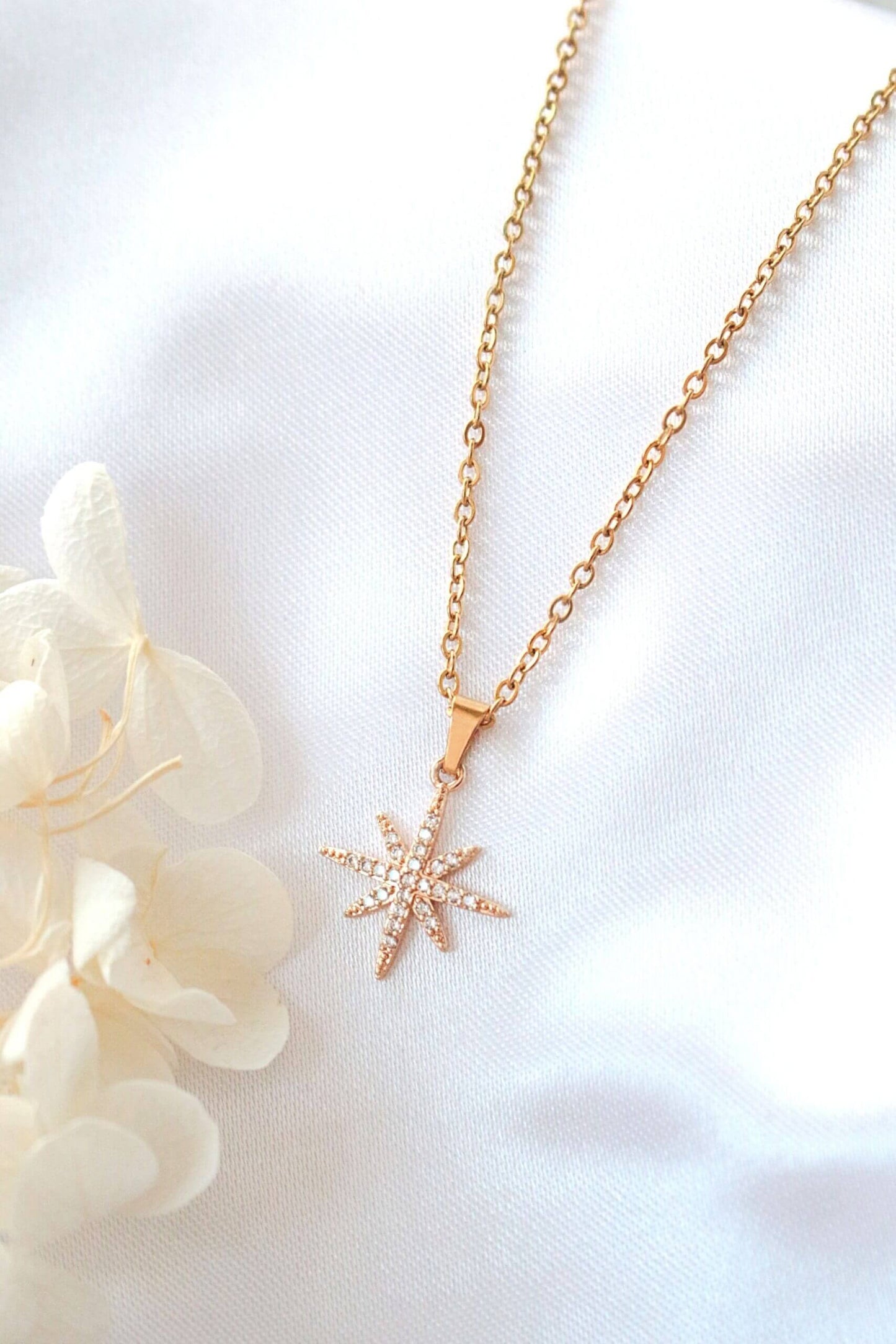 24 Karat Polaris Star Necklace for Dainty Layering Style