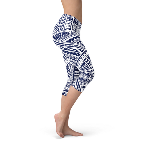 Polynesian Maori Tattoo Capri Leggings - Stylemz