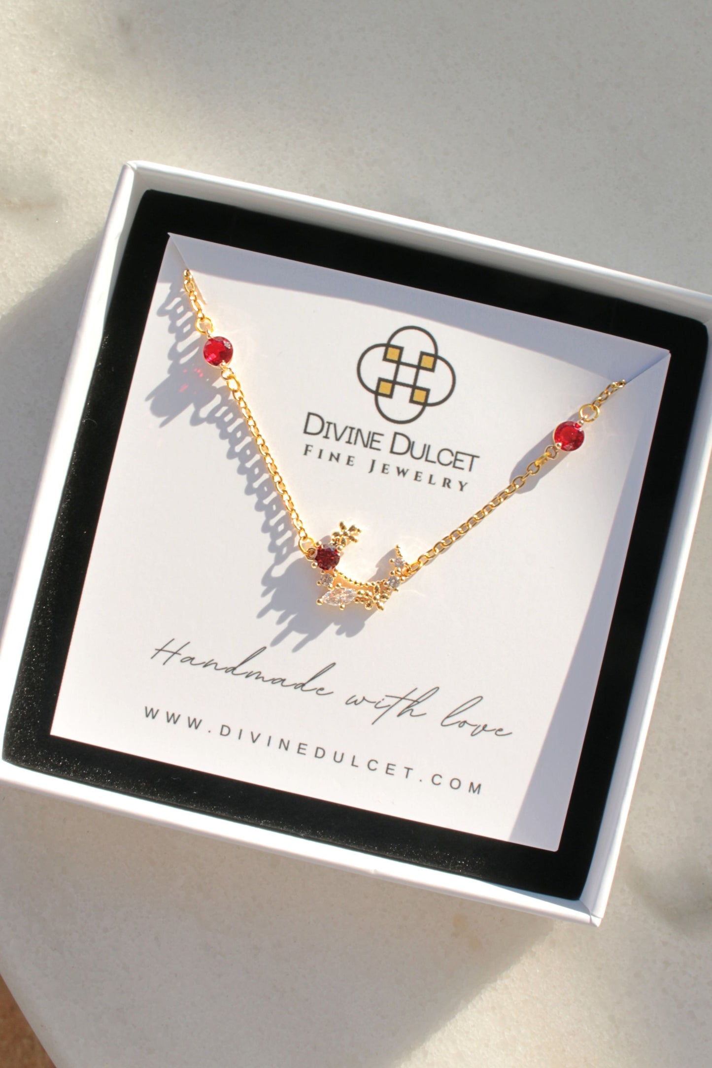 “Fairy Garden” 24K Red CZ Necklace - Hypoallergenic Design