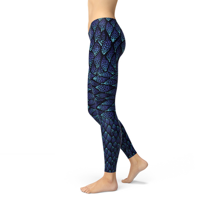 Womens Blue Mermaid Scale Leggings for Stylish Comfort