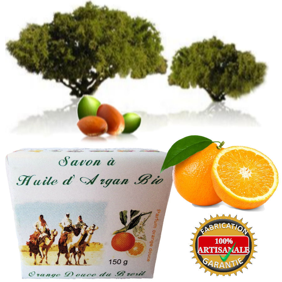 Organic Argan Oil Soap Sweet Orange Brazil 150 g Natural