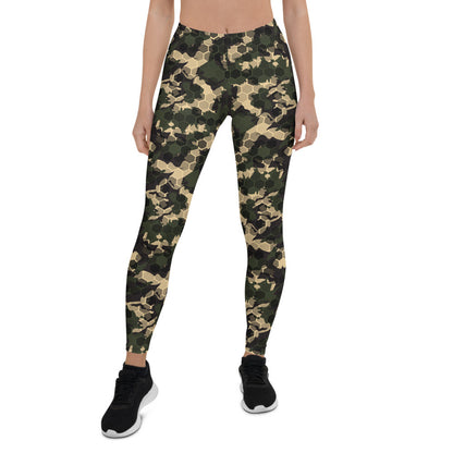 Womens Army Camo Leggings with Honeycombs - Stylemz