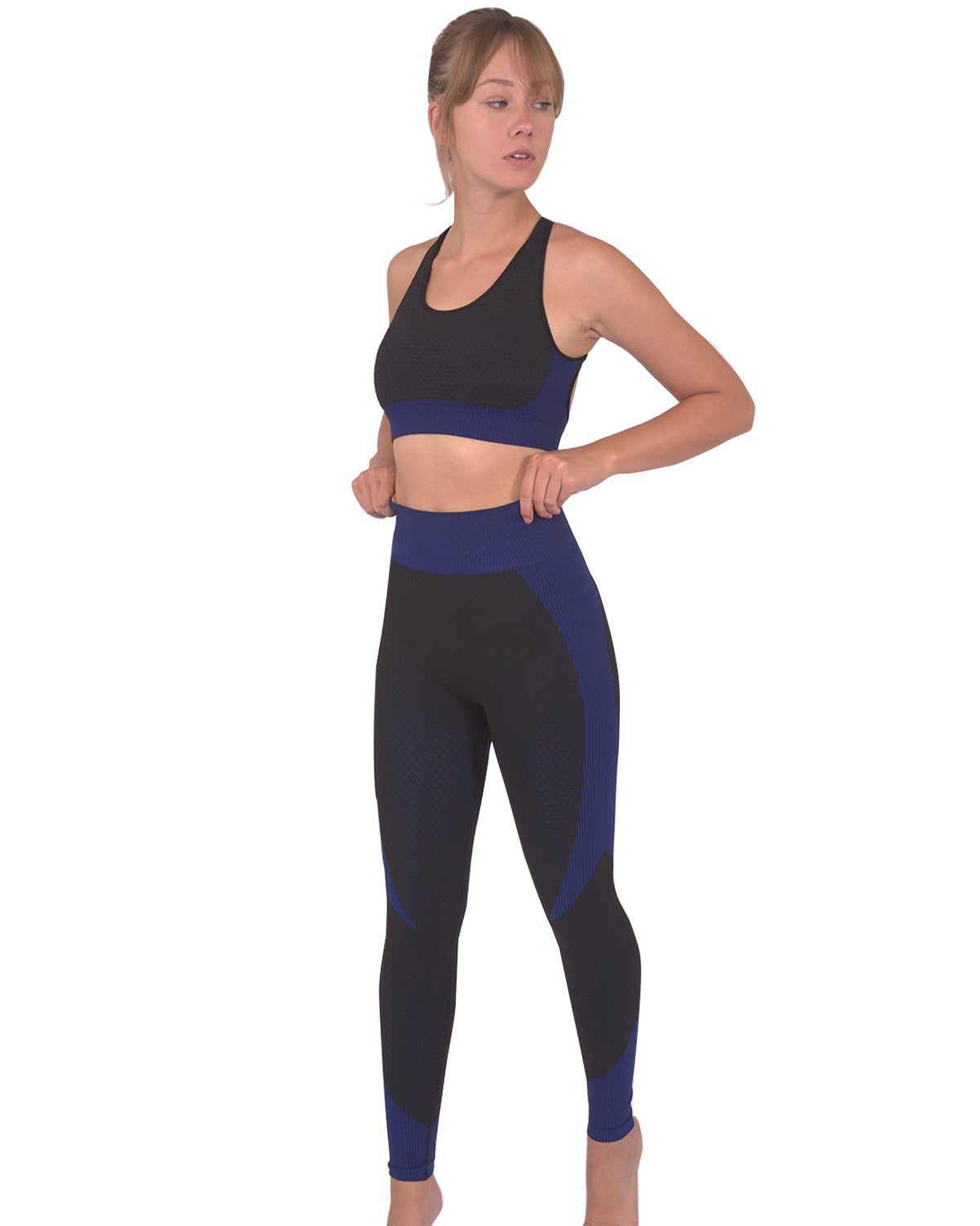 Trois Seamless Leggings - Stylish Black and Navy Design