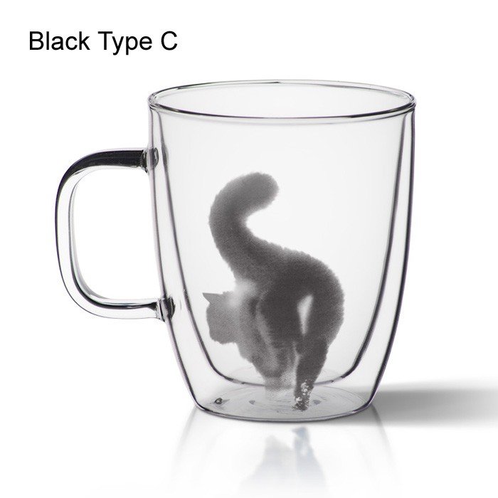 Hand-Painted Furry Cat Glass Mug - Stylemz