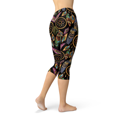 Womens Dreamcatcher Capri Leggings - Stylemz