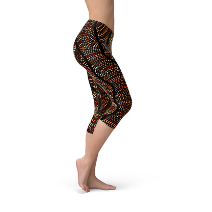 Womens Polka Dots Aboriginal Artwork Capri V2 Leggings