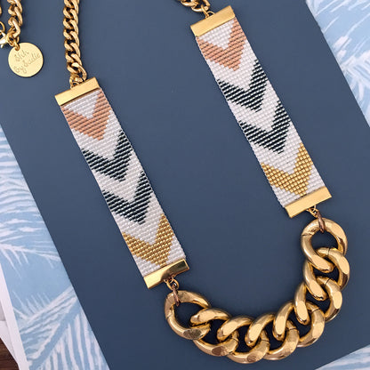 Chevron D'or Necklace - Short with Gold Plated Clamps