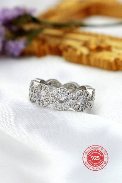 925 Silver Circle Cubic Zirconia Band Ring for Elegant Style