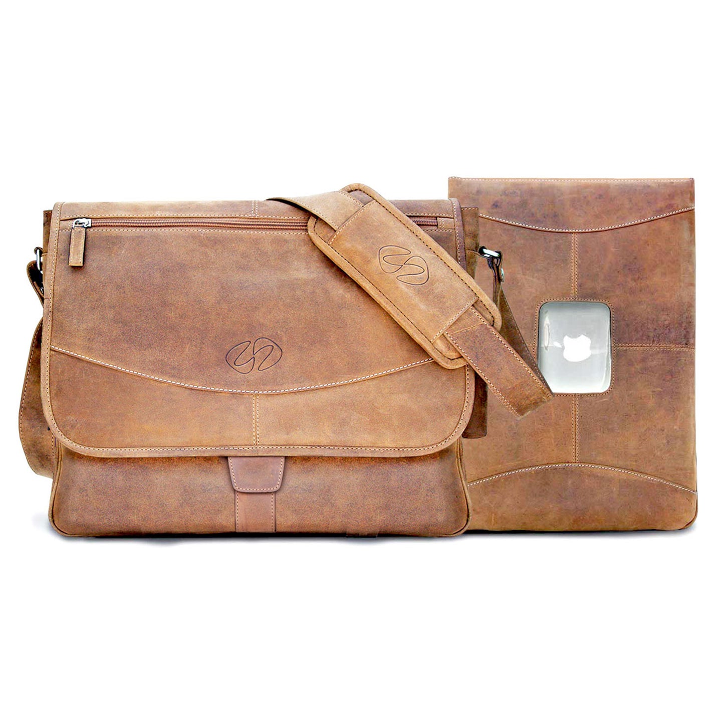 MacCase Premium Leather 14 Inch MacBook Pro Messenger Bag