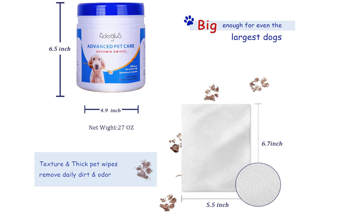 Pet Wipes with Free Cotton Swabs for All Pet Types