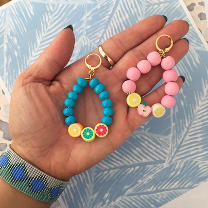 Juicy Fruit Earrings - Blue / Pink with Tropical Vibes